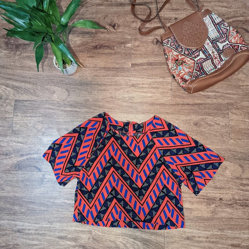 Bold Pattern Crop Blouse